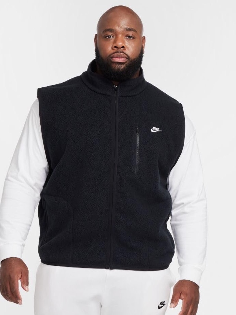 Nike Black and White Sherpa Zip Vest